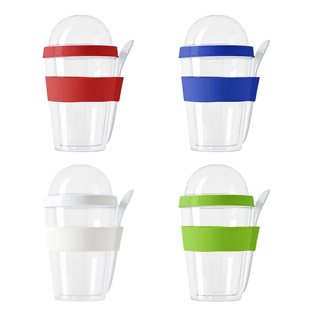 Plastic Breakfast Mugs With Separate Compartment