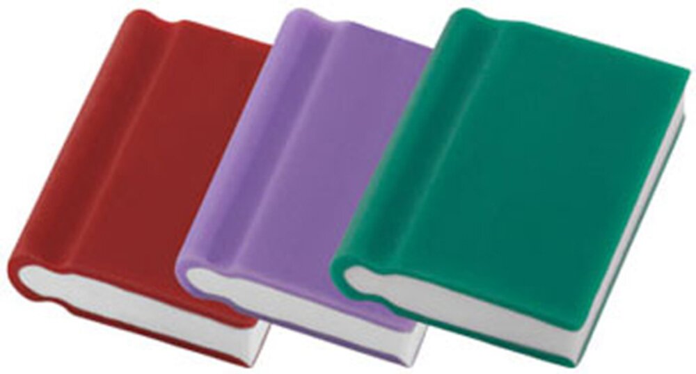 Book Shaped Erasers Branded by Redbows