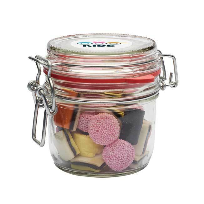 125ml Glass Jars with Special Category Sweets Branded by Redbows