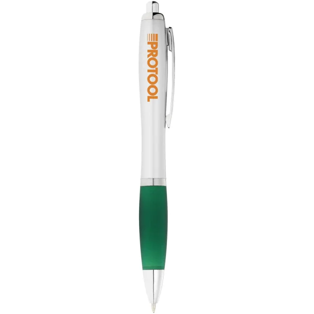 Nash ballpoint pen silver barrel and coloured grip
