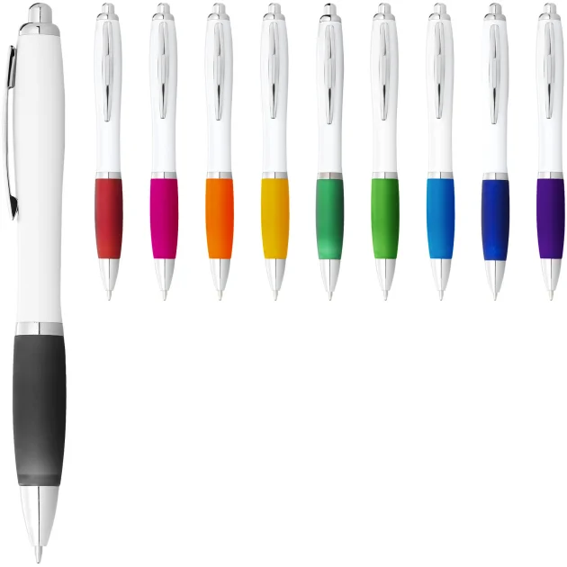 Nash ballpoint pen white barrel and coloured grip