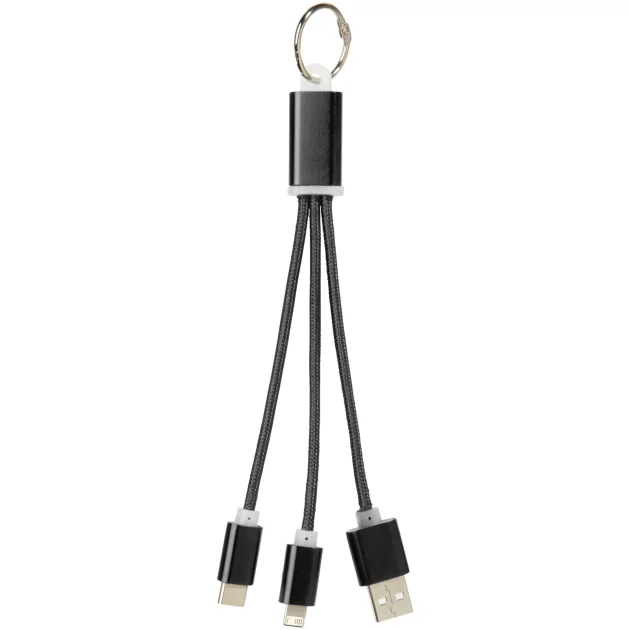 Metal 3-in-1 charging cable with keychain