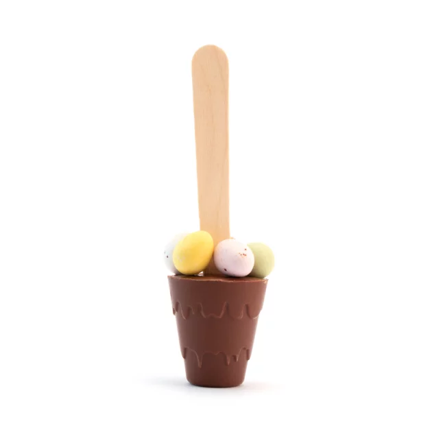 Hot Chocolate Spoons with Speckled Eggs