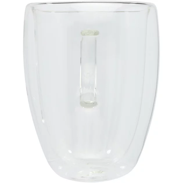 Manti 2-piece 350 ml double-wall glass cup with bamboo coaster 