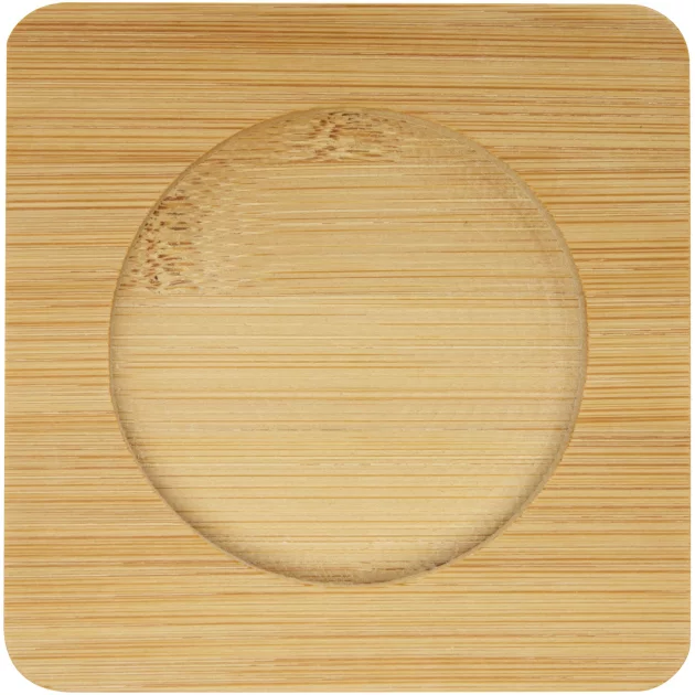 Manti 2-piece 350 ml double-wall glass cup with bamboo coaster 