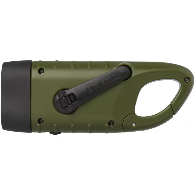 Helios recycled plastic solar dynamo flashlight with carabiner