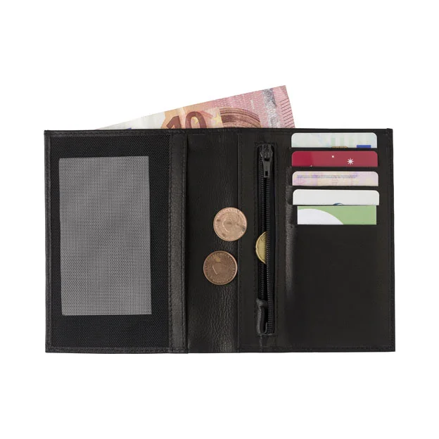 Split Leather RFID Purses With Coin Compartment