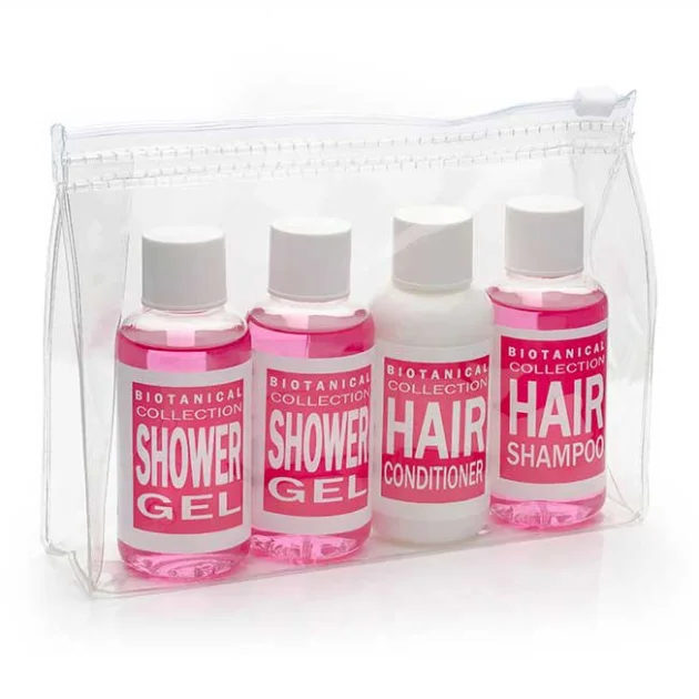 Travel Toiletry Gift Sets in Pink in a PVC Bag
