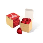 Eco Kraft Cube Milk Chocolate Red Hearts