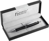 Charles Dickens Metal Push-Button Ballpens With Silver Trim