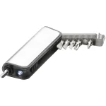 Reno 7-function mini tool box with LED flashlight