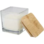 Ambra square glass candle with bamboo lid