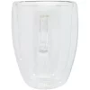 Manti 2-piece 350 ml double-wall glass cup with bamboo coaster 