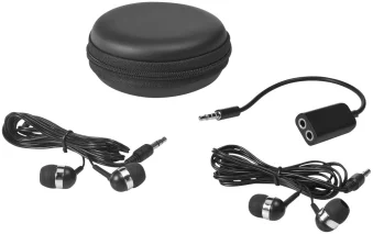 Sound off Earbuds and splitter with Cases