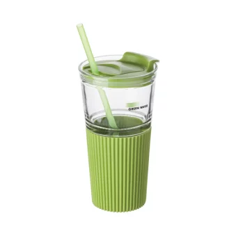 Glass Drinking Mugs with Matching Straw